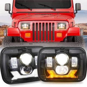 1987-1995 Jeep YJ a mené des phares 5x7 projecteurs phares Jeep Wrangler Square