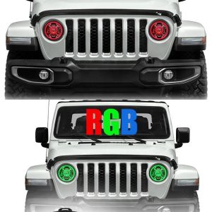 9 pouces changeant de couleur RVB a mené des lumières de halo pour Jeep Wrangler JL 2018 2019