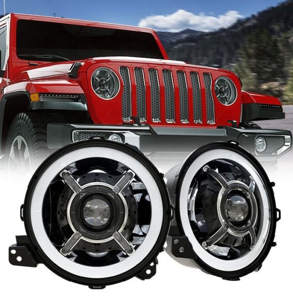 Kit de conversion de phare mené par halo rond de 9 pouces pour Jeep Wrangler JL