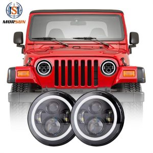 DOT 7 phare LED Halo pour Jeep Wrangler TJ accessoires voiture LED projecteur phare lentille pour Jeep TJ 1997-2006 JK CJ7 LJ