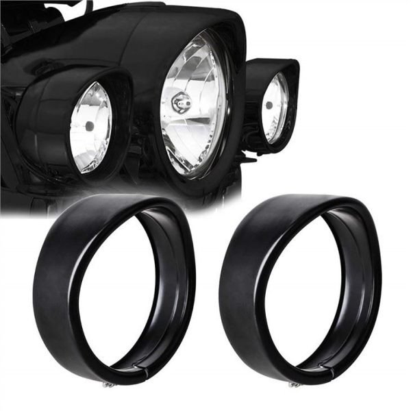 5 pouces anneau de garniture de phare antibrouillard noir chrome pour Harley Road Glide