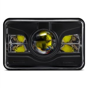 Phares à LED carrés Morsun 4x6 pour projecteur de phare chromé noir Kenworth T800 T400