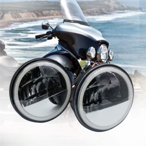 Morsun LED conduite phares antibrouillard pour Harley-davidson Fog Lamp avec angel eyes DRL