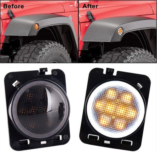 Morsun LED Clignotant Lumière pour Wrangler Jk pour Jeep Wrangler Flare Fender avec halo