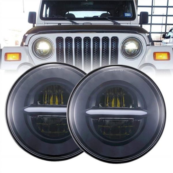 Morsun Rond LED Phares Avec Halo Angel Eyes DRL Phare pour Jeep Wrangler JK